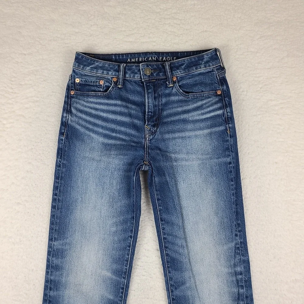 American Eagle Jeans Mens 28x34 Blue Airflex + Relaxed Straight‎ Dark Wash Denim
